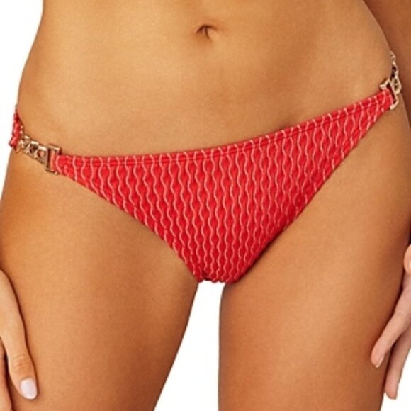 Shoshanna Metallic Print Chain Swim Bikini Bottom Women's Size XL Red - Picture 1 of 3